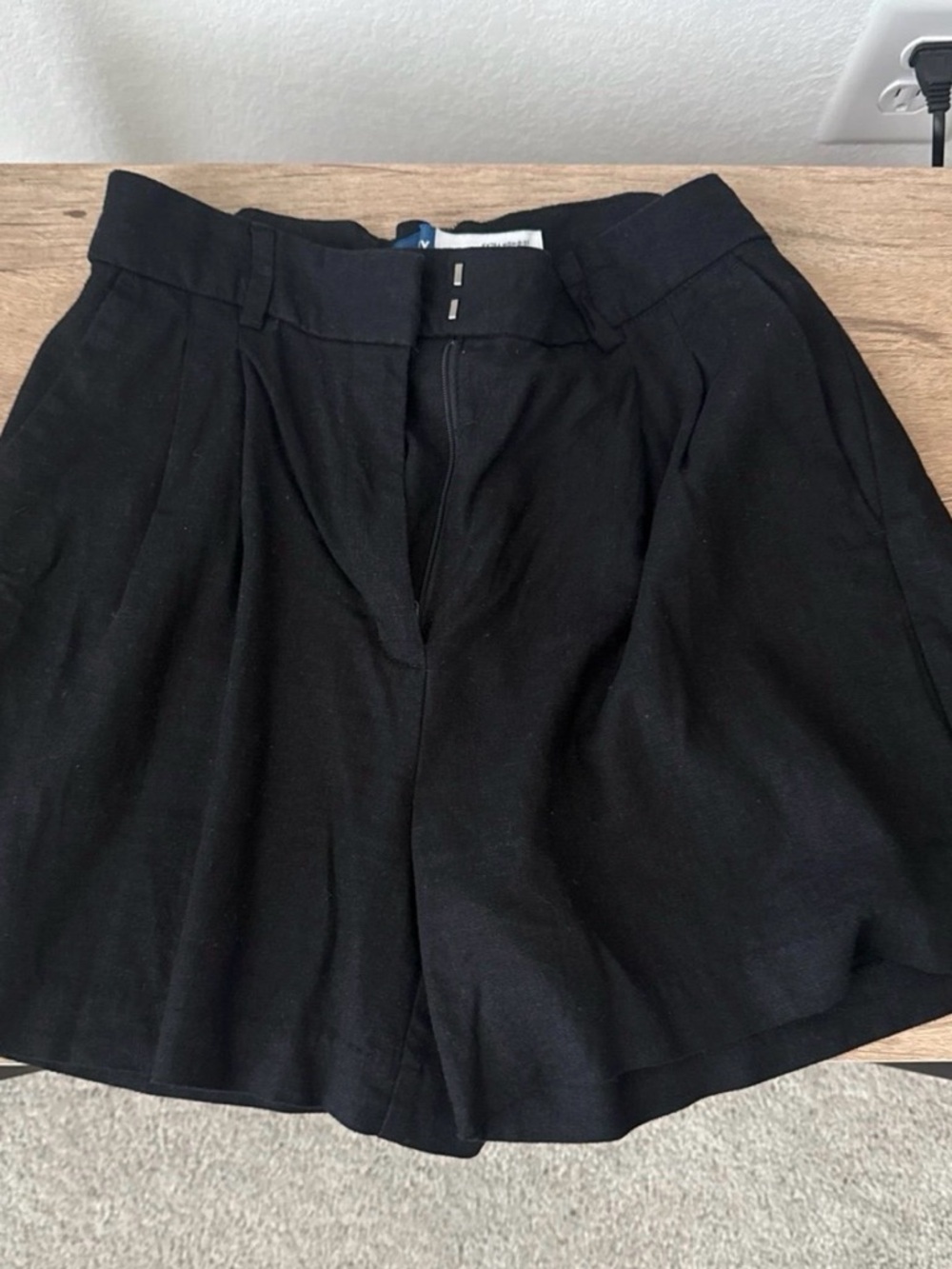 Old Navy Black High-Waist Pleated Bermuda Shorts